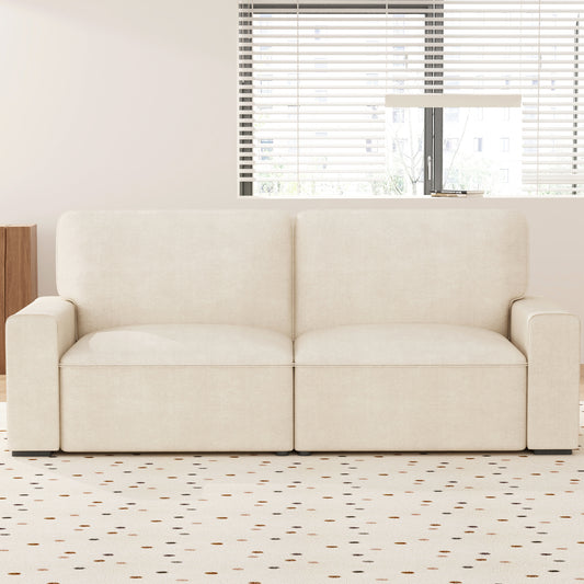 AAQZ 87" Comfy Sofa Couch for Living Room, Modern Deep Seat Couch with Wide Armrest, Removable Cover, Chenille Fabric Couches for Small Space, Apartment, 3 Seater(Beige)