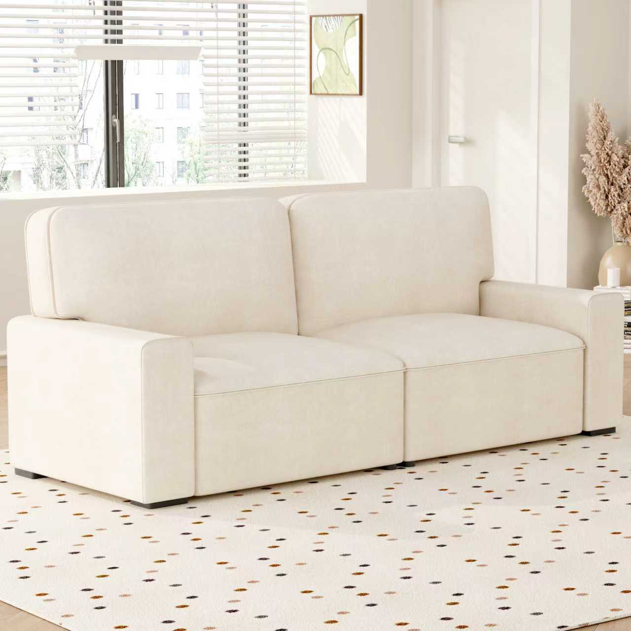 AAQZ 87" Comfy Sofa Couch for Living Room, Modern Deep Seat Couch with Wide Armrest, Removable Cover, Chenille Fabric Couches for Small Space, Apartment, 3 Seater(Beige)
